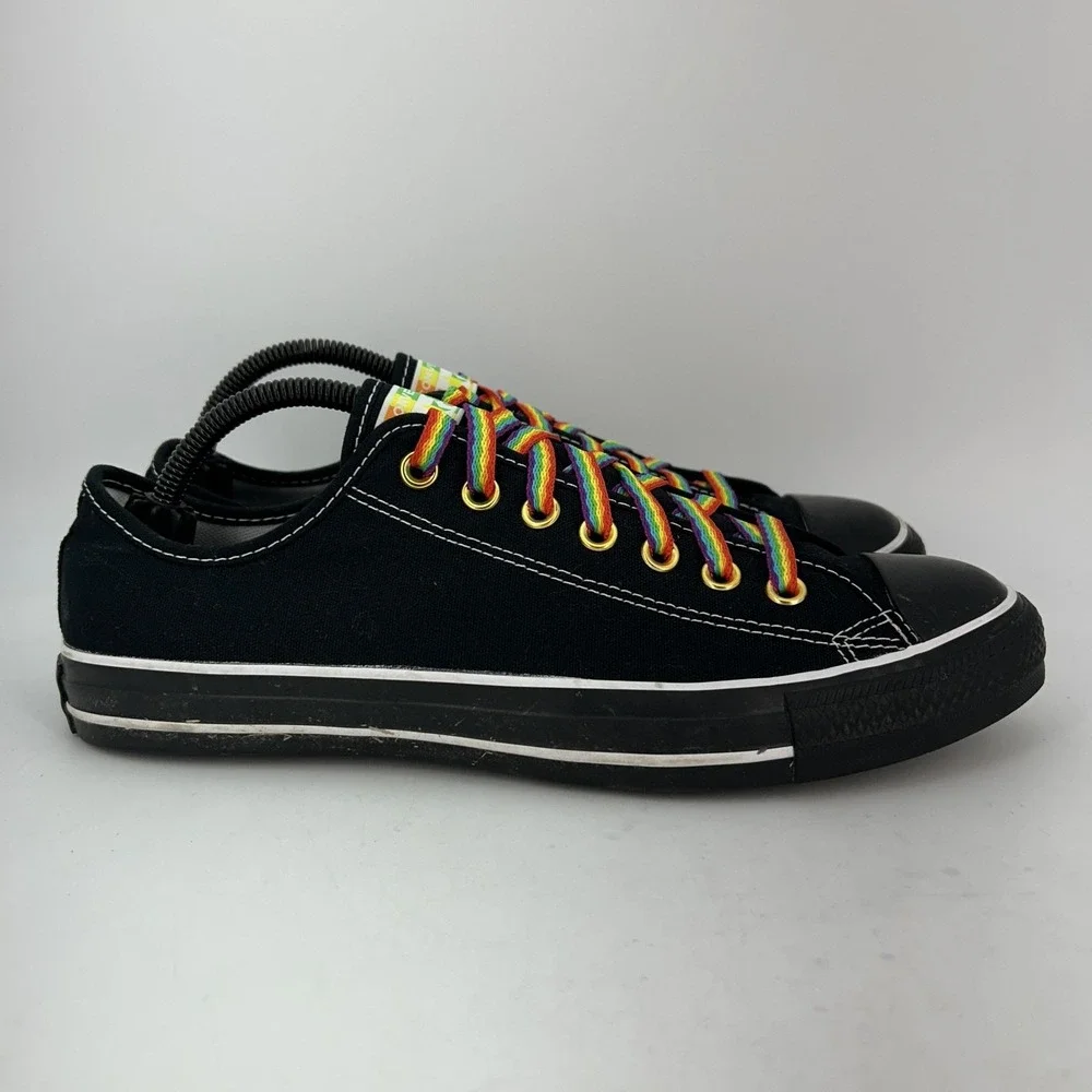 Converse All Star Shoes Mens Size 9 Black Rainbow Pride Low Top Lace Up Sneakers - Picture 5 of 14